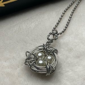 Bird Nest Pendant Necklace wire wrapped